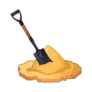 Kumu kazan bir kürek. Taneleri kaldırırken veya hareket ettirirken bıçağı kısmen gömülmüş..