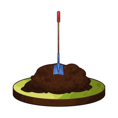 Toprağa saplanmış bir kürek. Bıçağı toprağa saplanmış ve sapı dimdik duruyor..