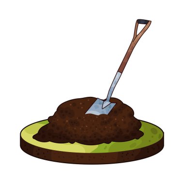 Toprağa saplanmış bir kürek. Bıçağı toprağa saplanmış ve sapı dimdik duruyor..