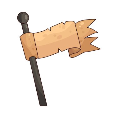 Rüzgarda sallanan bir ortaçağ bayrağı.