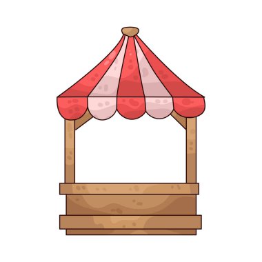 Kanopili bir ahşap market tezgahı..