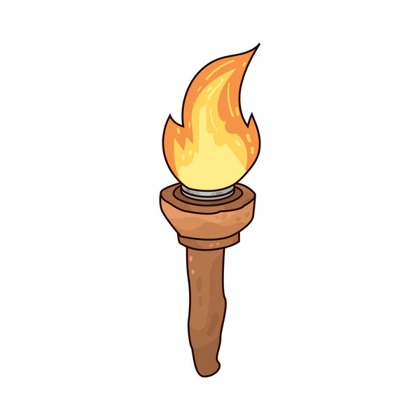A burning torch with bright flames.