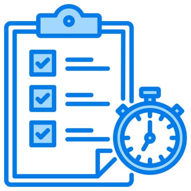 Düzenli görev zamanlamasını ve takibini sembolize eden bir saatin yanındaki panoda bir kontrol listesi