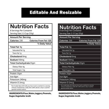 Beyaz ve siyah beslenme bilgileri gıda bilgisini etiketler