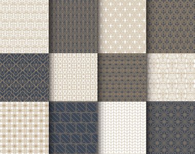 Art Deco Patter Koleksiyonu, Art Deco Döşeme Çerçevesi. Dekoratif süs kenarlığı olan vektör illüstrasyon seti, davet şablonu için geometrik tasarım, klasik düğün, el ilanı, poster, etiket