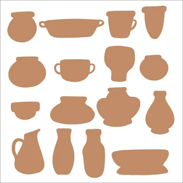 Klasik Brown yaz esrarı saksısı ikon element koleksiyonları. Sanat baskısı posteri, afiş, arkaplan ya da el ilanı için antik antik antik vazo ya da kavanoz koleksiyonu.