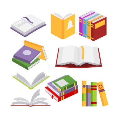 Okumak için kitap yığınları, fen öğrenmek için kitap yığınları. Eski edebiyat, sözlükler, ansiklopediler, yer imli planlamacılar.