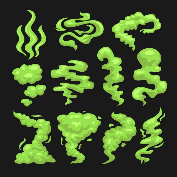 Yeşil Kokulu Duman Kümesi Koleksiyonu, Duman ve Zehirli Buhar Seti, Koku veya Koku, Koku İzleri, İğrenç Kokulu Nefes, Osuruk, Bozuk Koku, Zehirli Zehir,