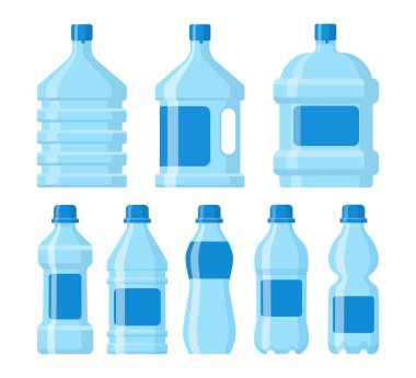 Galon ve Şişe Suyu Koleksiyonu, Sağlıklı Plastik Su Fıçısı Su Şişesi Kutusu Soğuk ve küçük konteynır Perakende satışı için izole edilmiş, Temiz İçilebilir Su Tesisatı.