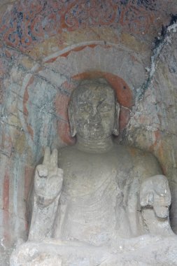 Orijinal Boyalı Tablolar Kalıntılarıyla Oturan Buda