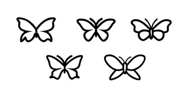 Kelebek simgesi beyaz arka plana yerleştirildi. vektör