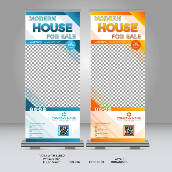 Satışa sunulan modern ev% 40 teklifli afiş şablonu