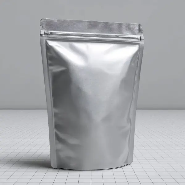 Boş gümüş, şebeke yüzeyinde fermuar kapaklı çanta ayağa kalkar.