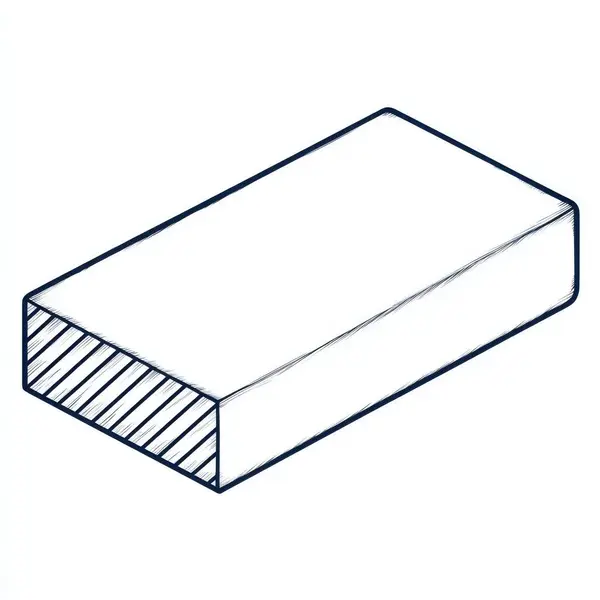 Beyaz arkaplanda yumurtadan çıkma detaylarıyla birlikte dikdörtgen prizmanın minimalist çizimi