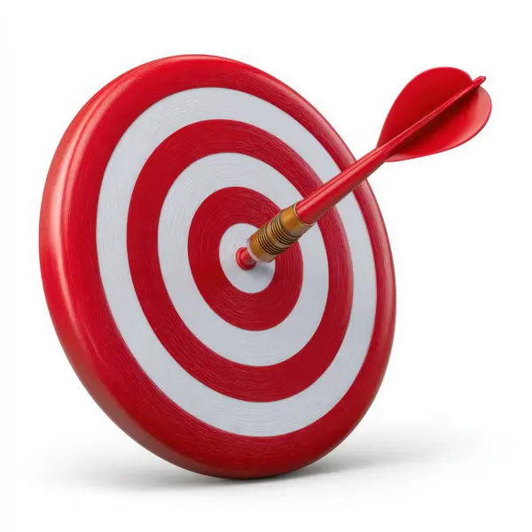 Kırmızı ve beyaz dart tahtası, tam isabet!