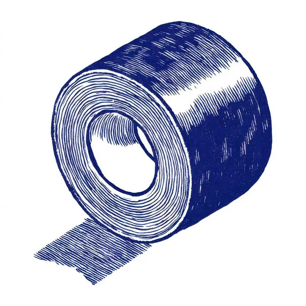 Üzerinde bant şeridi olan mavi bant rulosu ahşap kesim tarzında açılmış.