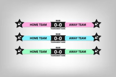 Maç skoru için çok renkli spor bayrakları vektör tasarım şablonu