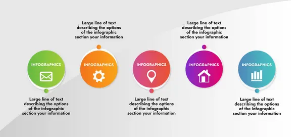 bilgi metniniz ile birlikte gri arkaplan üzerinde gölgesi olan renkli grafiksel şablon