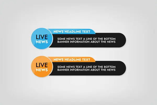 Gri arkaplanda TV haber bülteni afişleri için iki renkli pankart.