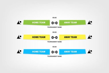 Oyunu yayınlamak için bir spor pankartı seti, maçın skorunu farklı renklerde tutmak