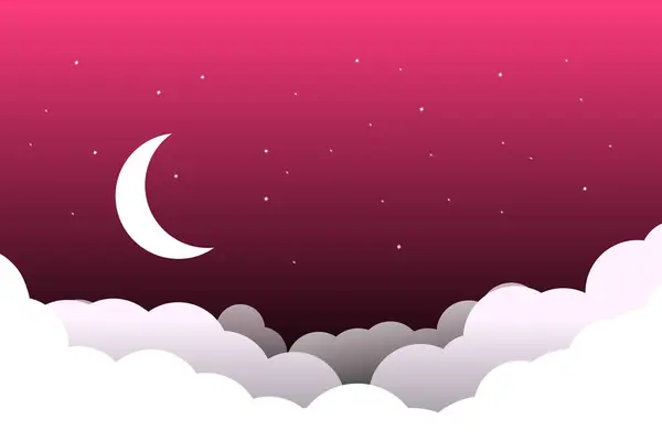 Yıldızlı kırmızı gökyüzü gece yıldızlarının Ay 'ı.