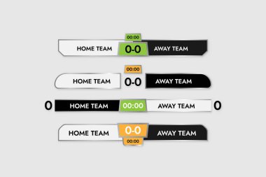 Oyunu yayınlamak ve turuncu ve yeşil eklerle skor tutmak için spor afişi