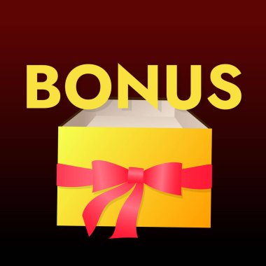 Afiş bonusu harfi ve boş kutu. Kırmızı ve sarı şeritli düz vektör.