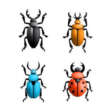 Vektör böcekleri çizim böceği seti. Arka plan düz vektörü yok.
