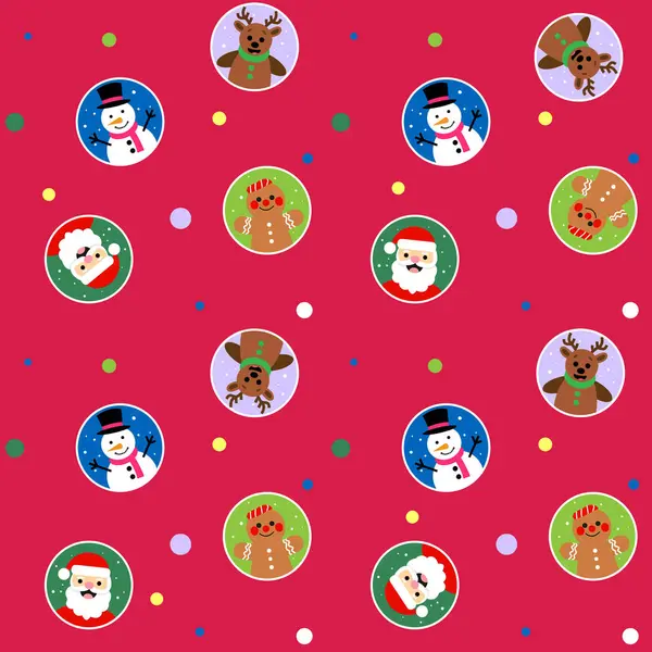 Red festive simple pattern with christmas stickers for gift wrapping
