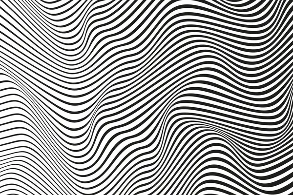 Dalgalı Çizgiler 3 boyutlu İllüzyon Efekti ile Operasyon Sanatı Modeli. Siyah ve Beyaz Doku.