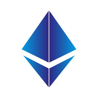 Ethereum simgesi. Mavi kripto sembolü. Geometrik elmas şekilli. Dijital vektör jetonu. EPS 10.