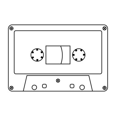 Kaset ikonu. Ses bandı taslağı. Klasik müzik sembolü. Vektör retro nesnesi. EPS 10.