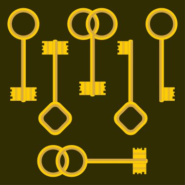 Anahtar simgesi. Altın antika takım. Giriş sembolünü kilitle. Parlak vektör şekli. EPS 10.