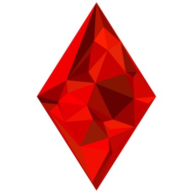 Çokgen yakut taşı. Kırmızı geometrik şekil. Soyut değerli taş çizimi. Vektör kristal ikonu. EPS 10.