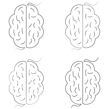 Abstract brain illustration divided into four sections, featuring unique patterns and textures, symbolizing creativity and logic in a clean, minimalist design