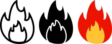 Ateş Simgesi Vektörü (124; Ateş Sembol Tasarımı Isı, Tehlike ve Enerji Konseptleri