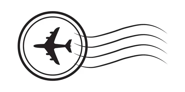 Bir uçak ikonunun yer aldığı bir posta pulunun silüet tasarımı