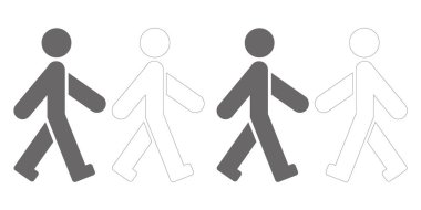 Yürüyen kişi simgesi seti silueti