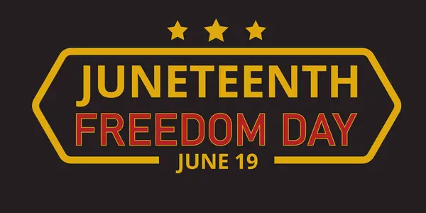 Bir Haziran Özgürlük Günü 'nün vektör sanatı. Siyah arkaplanda altın ve kırmızı metinlerle grafik.