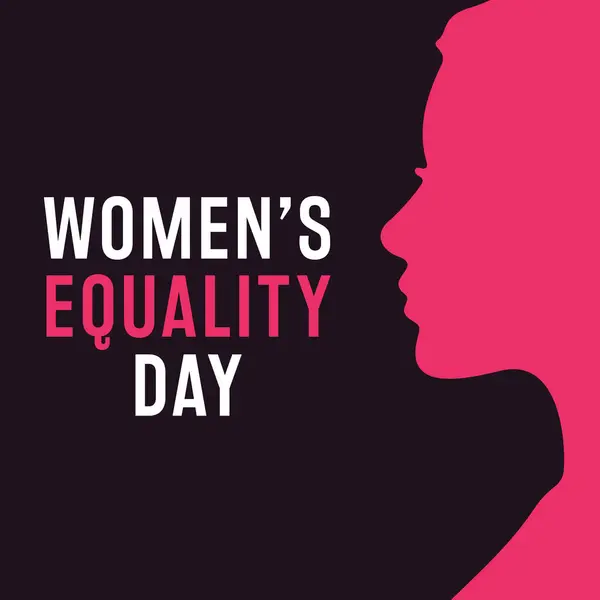 Pembe bir siluetin vektör sanatı kadınların eşitlik gününü kutluyor.