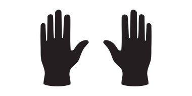 Siyah siluette bir çift elin vektör sanatı beyaz arka plan avuçlarının önünde