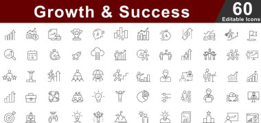 Büyüme ve Başarı Satırı Simgeleri Ayarlandı - İş, Kişisel Gelişim ve Başarı Sembolleri