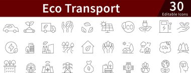Çevre Taşımacılığı Düzenlenebilir Satır Simgeleri Yeşil Hareket, Sürdürülebilir Seyahat ve Temiz Ulaşım Kavramları için Ayarlandı