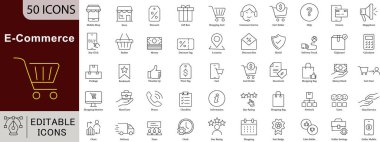 Çevrimiçi Alışveriş, Dijital Mağazalar ve Mobil Perakende Perakende Platformları için E-Ticari Düzenlenebilir Satır Simgeleri Ayarlandı