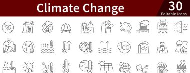 Küresel Isınma, Çevre, Hava ve Sürdürülebilirlik İçin İklim Değişikliği Satırı Simgeleri Ayarlandı