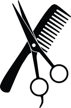 Kuaför Makas ve Tarak Siluet Vektör Simgesi