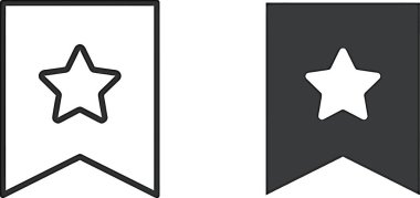 Yer İmi Yıldız Simgesi Taslağı ve Katı Biçim Vektörü UI Sembolü