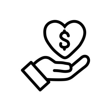 Hayırseverlik Bağışı Yardım Eli Kalbi Dolar Simgesi
