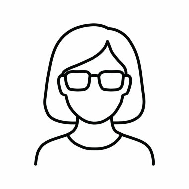 Kadın Baş Profili Gözlükleri Özet Simgesi