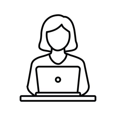 Laptop Uzaktan Çalışma Ofisi Taslak Simgesi